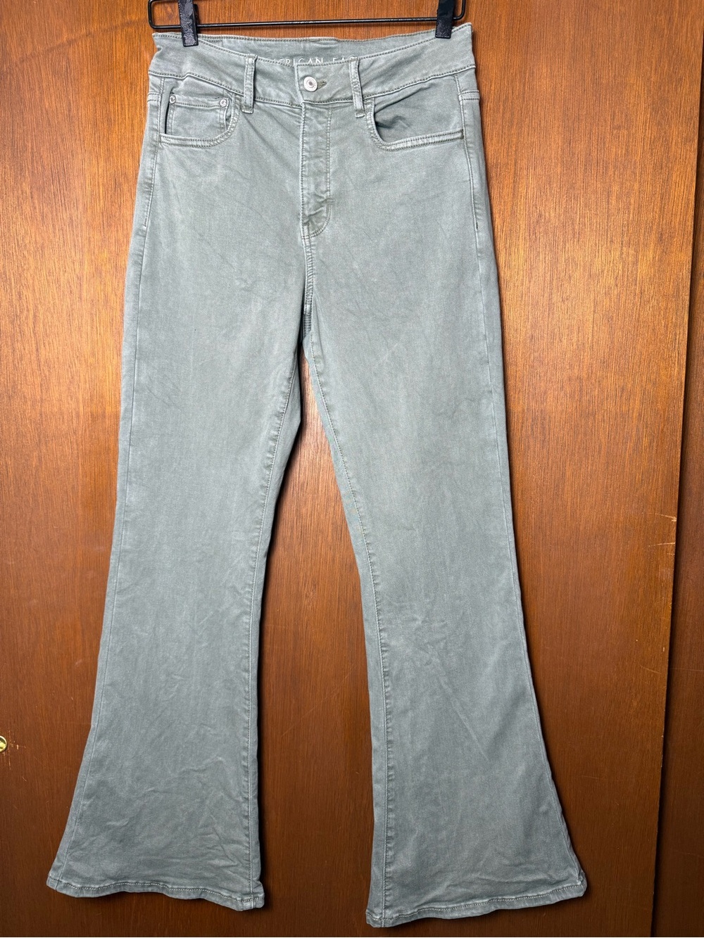 Women’s American Eagle Super High-Rise Flare Jeans - Sage Green - 4 Short